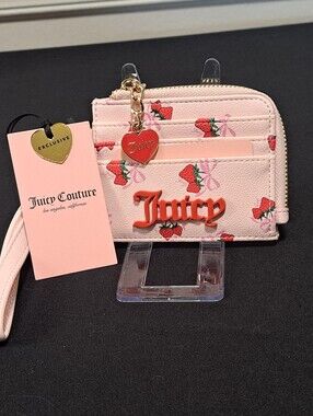 Juicy Couture Exclusive ac Strawberry Wristlet Card Holder with Red Logo & Charm